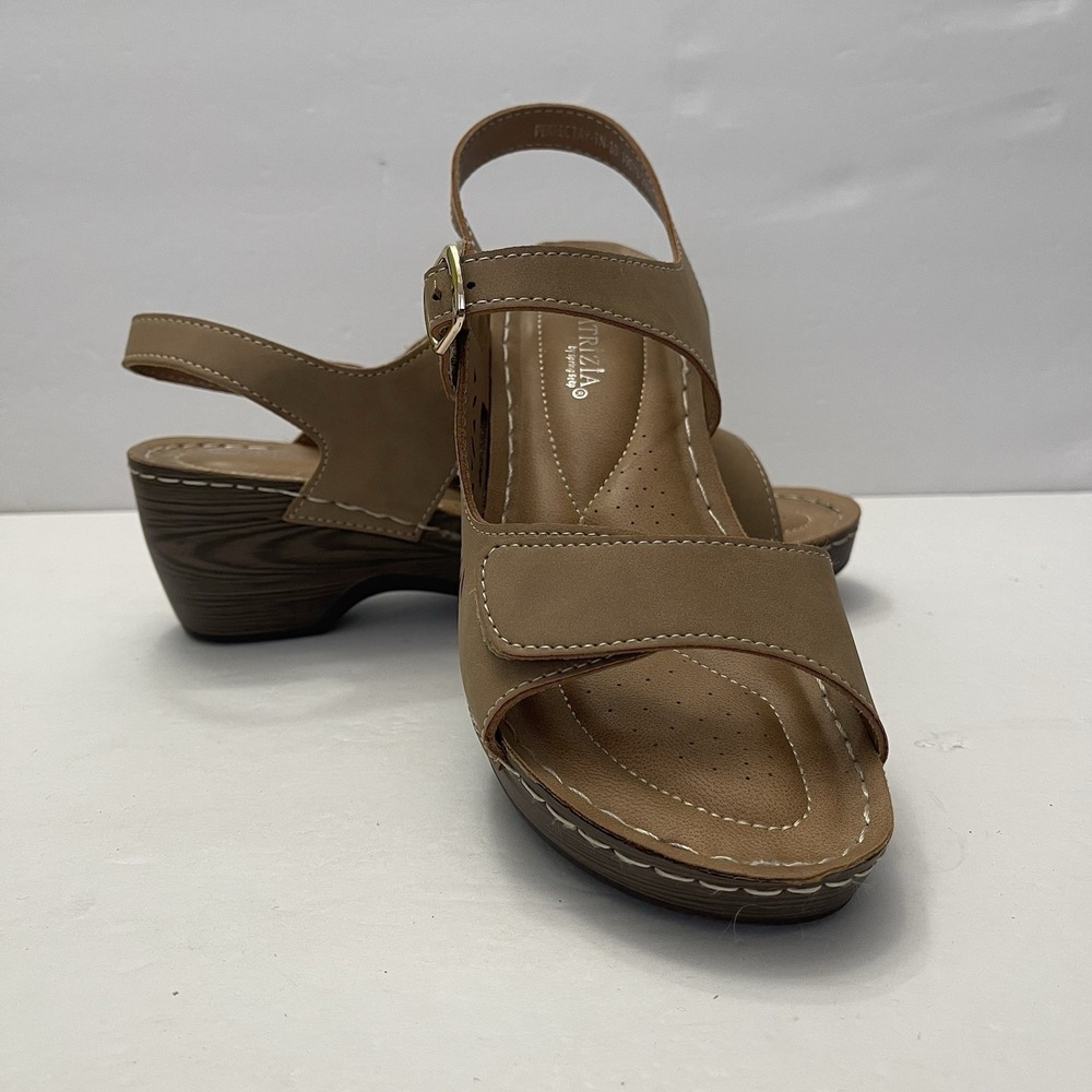 Patrizia By Springstep Perfectay Sandals Tan Brown  Womens 10 Comfort Wedge